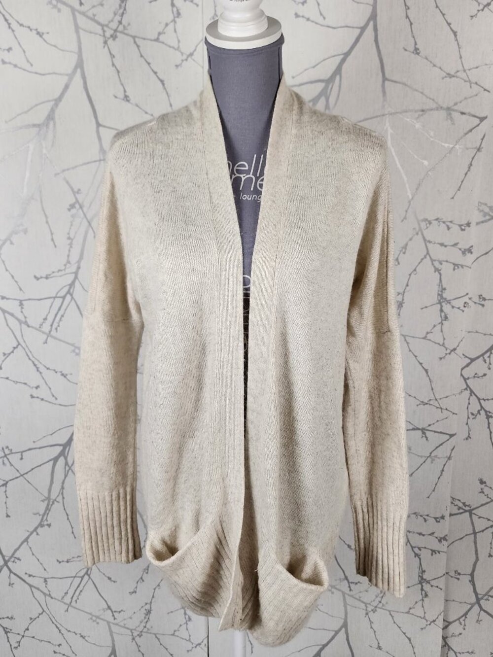 Azure Skies Cream Open Front Longline Cardigan